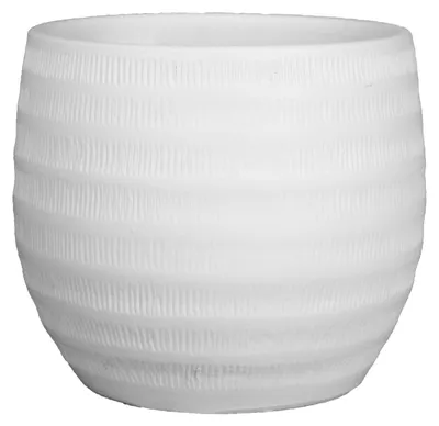 Produktbild von Floran Blumentopf - weis - matt - Relief - Keramik - 34 x 30 cm