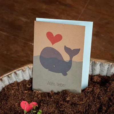 Image de Carte de vœux « Avec tout mon amour » - Carte à planter avec motif de baleine