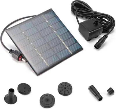 Produktbild von Solar-Brunnenpumpe mit 4 Sprühdüsen Vogelbad-Brunnen für Pools Hof-Landschaftsbrunnen Garten-Teich-Brunnen im Freien