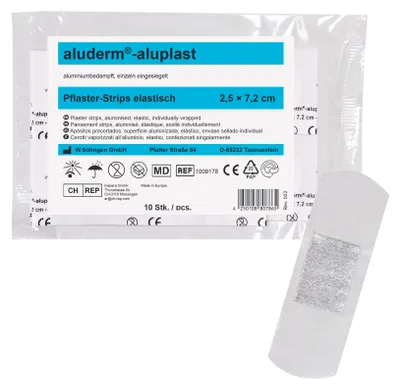 Obrázok produktu pre SÖHNGEN® 1009178 aluderm®-aluplast omietkové pásy - elastické, 2,5x7,2 cm, 10 ks