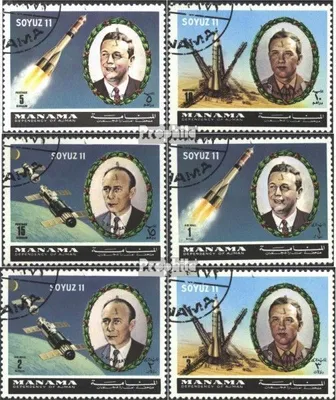 Produktbild von Briefmarken Manama 1972 Mi 1029A-1029F (kompl.Ausg.) gestempelt Weltraumunglücke
