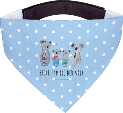 Produktbild von Mr. & Mrs. Panda Tuch Koala Familie zwei - Blau Pastell - Geschenk, Koalabär, Halstuch Für Hunde, Hundehalstuch, Muttertag, Hund
