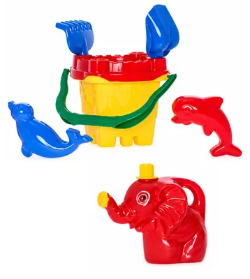 Produktbild von Sandspielset Burg 7-teilig mit Eimer, Sieb, Schaufel, Harken und Gießkanne