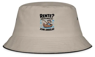 Produktbild von Spreadshirt Rente | Mehr Zeit Zum Angeln Fischerhut, S/M (Caps), Khaki/Schwarz