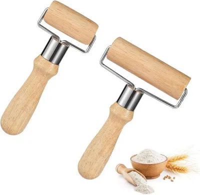 Produktbild von Famanu Set von 2 Holz-Teigrollen – Klein und mittelgroß – Für Kinder und Erwachsene – Ideal für Fondant