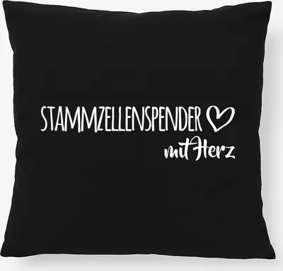 Produktbild von Huuraa Kissen Stammzellenspender mit Herz 40x40cm mit Füllung Black Baumwolle Dekokissen Geschenkidee