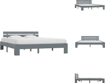 Image de vidaXL Lit en bois massif pin gris 180x200 cm - Lits & sommiers