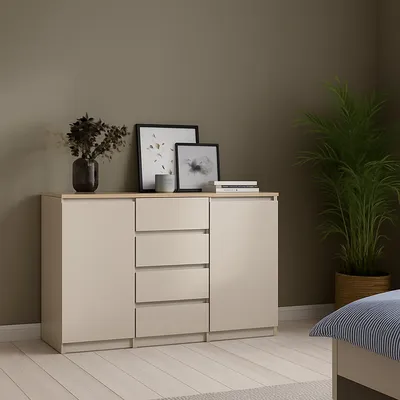 Image de Angelika - Buffet, 121x50x91h cm Beige, 4 Tiroirs