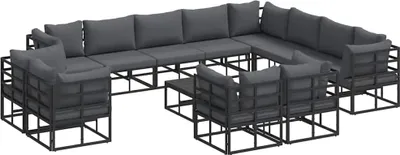 Produktbild von Gartensofa-set mit Kissen 13 pcs Schwarz Aluminium