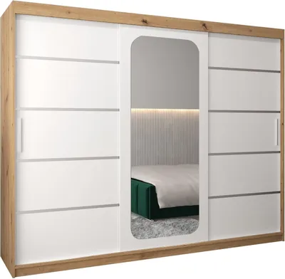 Produktbild von MEBLE KRYSPOL Promo 2250 Schlafzimmerschrank drei Schiebetüren - Artisan + Mattweiß
