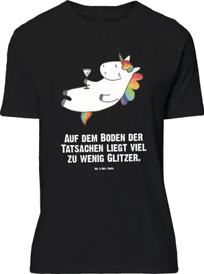 Produktbild von Mr. & Mrs. Panda Größe M T-Shirt Einhorn Cocktail - Schwarz - Geschenk, Tshirt, Herren, Freundin, Unicorn, Spruch, Einhörner, Geburtstag, Shirt, mit, Sekt