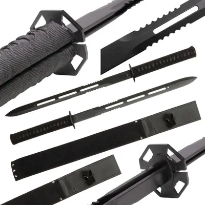 Produktbild von Ninja Deko Schwert Set (2 Stück) mit Scheide – Japanische Schwert Replik als Dekoration, Wand- oder Tischdeko, Sammlerobjekt, Geschenkidee HK-1249