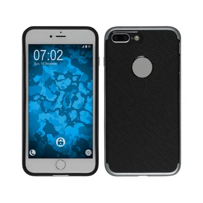 Produktbild von PhoneNatic Hybridhülle kompatibel mit Apple iPhone 8 Plus - Carbonoptik grau Cover Schutzhülle + 2 Schutzfolien