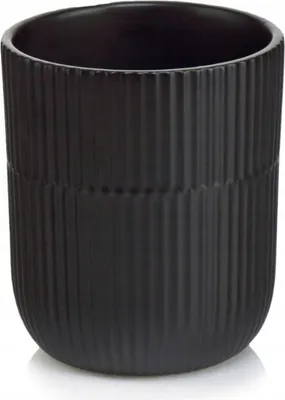 Produktbild von Keramik Übertopf matt Schwarz 13 cm geriffelt, Pflanzentopf Abdeckung für Zimmerpflanzen 1 St.