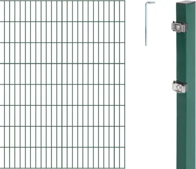 Produktbild von Alberts Doppelstabmatten Zaun, Höhe 160 cm, Länge 12 m, Zaun-Komplettset zum Einbetonieren, grün, Pfosten 60x40 mm