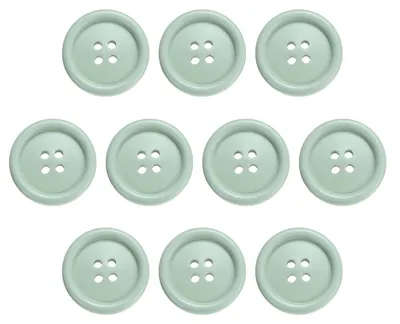 Produktbild von Set mit 10 hellgrünen Knöpfen mit 4 Löchern, 25 mm Durchmesser