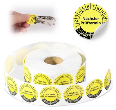 Prüfplaketten 30 mm, 1000 Stück, gelb, 2026-2031