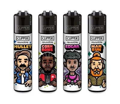Zdjęcie produktu dla Zestaw 4 zapalniczek Clipper Men Haircuts