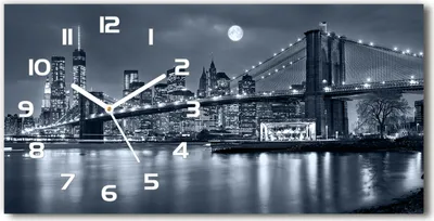 Produktbild von Wanduhr aus Glas – 60x30 cm - Glasbild - Glasuhr - Gehärtetes Glas - weisse-zeiger - Manhattan New York