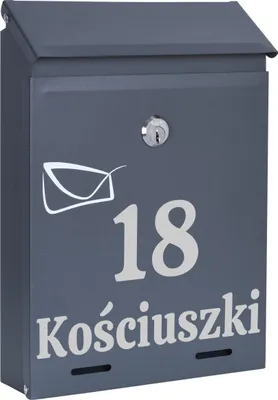 Obrázek produktu pro Poštovní Schránka Na Noviny S Číslem Domu A Názvem Ulice Antracitová