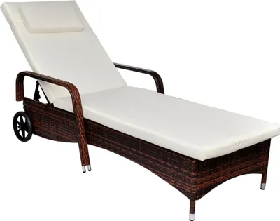 Produktbild von Sonnenliege mit Polster & Rollen Poly Rattan Braun