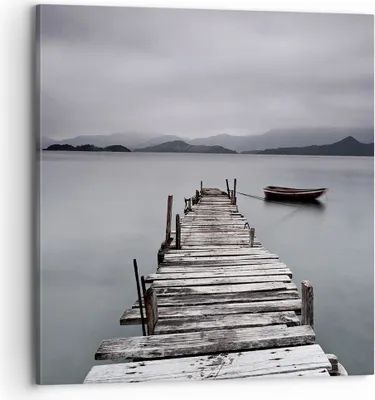 Produktbild von Bild auf Leinwand - Leinwandbild - Brücke See - 70x70cm - Wand Bild - Wanddeko - Wandbilder - Leinwanddruck - Bilder - Kunstdruck - Wanddekoration - Leinwand bilder - Wandkunst - AC70x70-3547