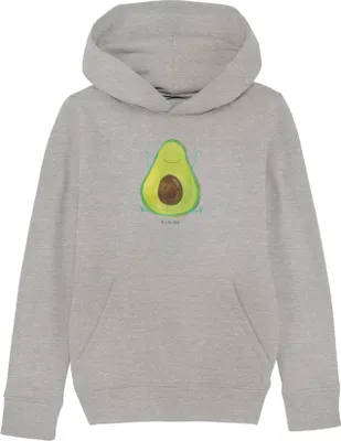 Produktbild von Mr. & Mrs. Panda Kinderpullover Avocado Glücklich 7-8 Jahre (122/128) - Heather Grey - Geschenk, Frucht, Pulli, Hoodie, Sweatshirt, Sweater, Freude, Kinderbekleidung