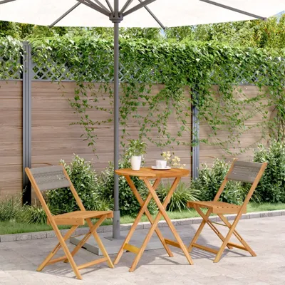 Produktbild von Maison Exclusive - 3-tlg. Bistro-Set Grau Polypropylen und Massivholz