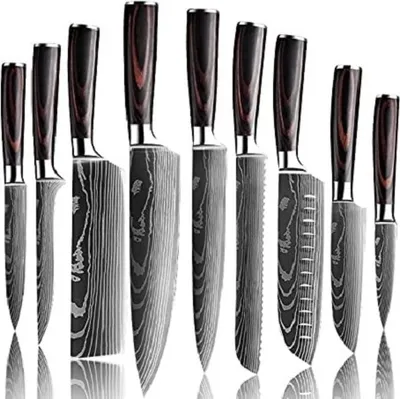 Produktbild von Blade Küchenmesser Set - 9 Stück aus hochwertigem Kohlenstoffstahl KP18574