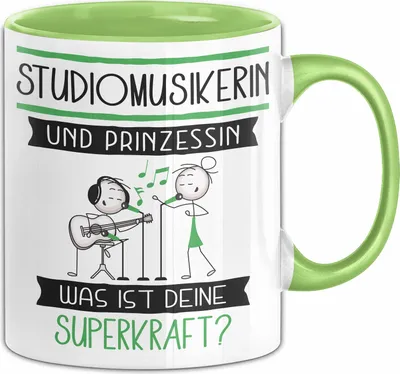 Produktbild von Studiomusikerin Und Prinzessin Tasse Geschenk Für Eine Studiomusikerin Geburtstag Was Ist Deine Superkraft (Grün)