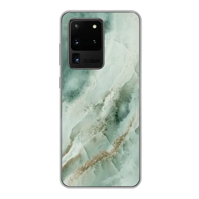 Produktbild von MuchoWow® Handyhülle Schutzhülle Hülle für Samsung Galaxy S20 Ultra Naturstein - Grün - Chic Silikon Softcase Handy Hülle - Karteninhaber