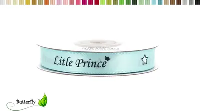 Produktbild von Satinband 12mm Little Prince / Princess, 20 Meter / , Farbauswahl:hellblau 311 / babyblau / zartblau