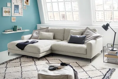 Produktbild von KAWOLA Ecksofa CARA Sofa Recamiere links Cord hellgrau
