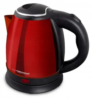Produktbild von Esperanza 1L 1350W Elektrischer Wasserkocher, Edelstahl, Rot, A.off.