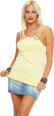 Immagine prodotto di Maglietta estiva con cinturino da donna; giallo pastello/S/M 36/38