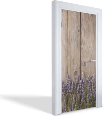 Produktbild von Türaufkleber Innentüren Selbstklebende Kreativ Wandsticker - Lavendel auf Holz - 95 x 205 cm