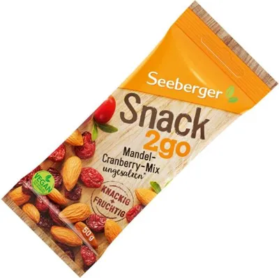 Produktbild von Seeberger Snack2go Mandel und Cranberries Mix ungesalzen 50g