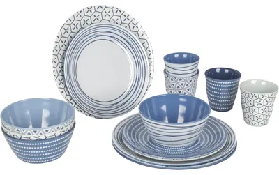 Image de Bo-Camp 16 pcs. set de vaisselle Mix & Match Mélamine bleu