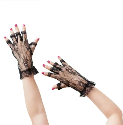 Produktbild von Oblique Unique Netzhandschuhe Spitze kurz Gothic Karneval Fasching - schwarz