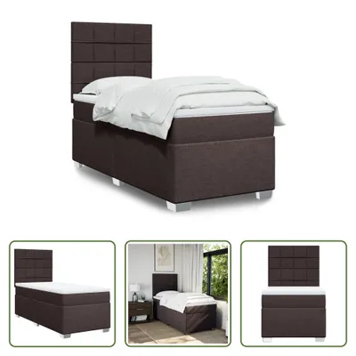 Produktbild von The Living Store Boxspringbett mit Matratze Dunkelbraun 90x200 cm Stoff