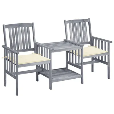 Image de vidaXL Chaises de jardin avec table de thé et coussins en bois massif d'acacia