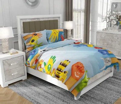 Obrázek produktu pro Povlečení 200x220 cm + 2x70x80 cm, 3dílná sada, 100% bavlna, satyna, zip, abstraktní, vícebarevná - SOVIO | So.0181