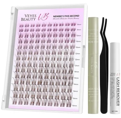 Produktbild von Braune Wimpern Extensions Set Mischlänge 8-16mm | Cluster Lashes Kit