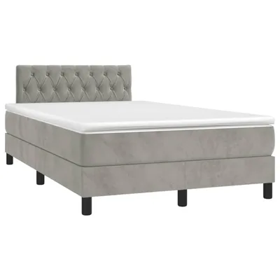Productafbeelding van vidaXL Boxspringbed met matras, lichtgrijs, 120x190 cm, fluweel