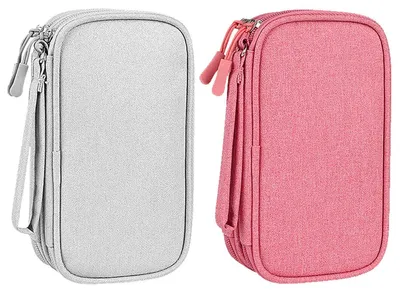 Image de Organiseur de câbles - Pochette tech pour câbles et électronique - 19 x 11 x 5,5 cm - Polyester - Lot de 2