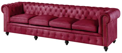 Produktbild von MASSIVMOEBEL24.DE Sofa 4-Sitzer Echtleder 274x82x75 rot CHESTERFIELD #404