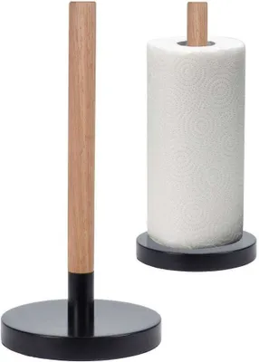 Obrázok produktu pre Držiak na rolky kuchynských utierok Excellent Houseware, bambus/kov, 15x31 cm, hnedá/čierna