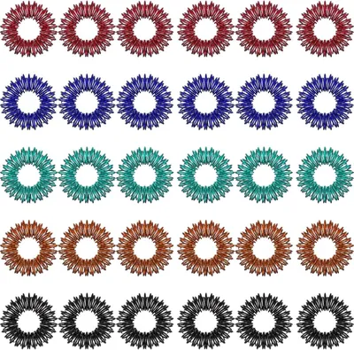 Produktbild von 30 Stück Akupressurringe - Fingermassageringe - Igelringe - Sensorische Ringe - Massage-Ringe - Fidget-Spielzeug - Stressabbau - Bunte Farben