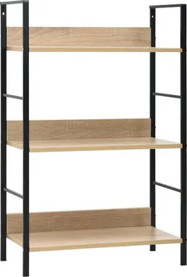 Produktbild von vidaXL Bücherregal 3 Regalböden Eiche 60×27,6×90,5 cm Holzwerkstoff - Standregal - Metallregal - Bücherregal - Lagerregal
