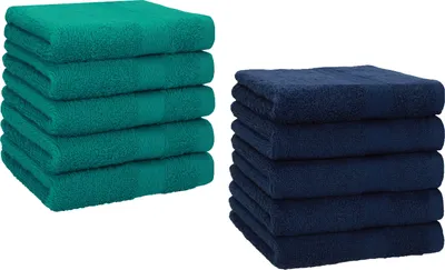 Produktbild von Betz 10 Stück Seiftücher 30x30 cm PREMIUM 100% Baumwolle Farbe: smaragdgrün und dunkelblau